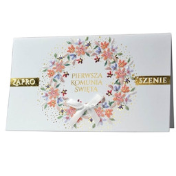 Zaproszenia na komunię z kwiatkami - 5 szt.