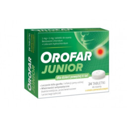 Orofar Junior smak pomarańczowy, 24 tabletki do ssania