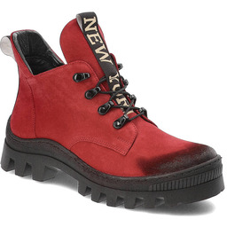 Damiss Czerwone Botki Wygodne Buty Damskie