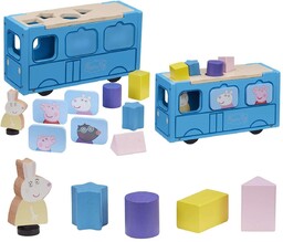 Sorter Świnka Peppa autobus klocki drewniane z figurką