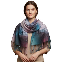 Ciepła chusta szal szalik w panterkę z frędzlami