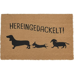 Relaxdays Wycieraczka kokosowa z jamnikiem, antypoślizgowa, odporna