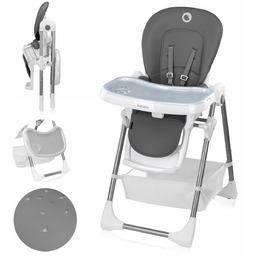 KRZESEŁKO DO KARMIENIA REGULOWANE SKŁADANE Z PASAMI LIONELO