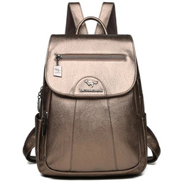 Plecak Damski Skórzany Do Szkoły Pracy Vintage Złoty,