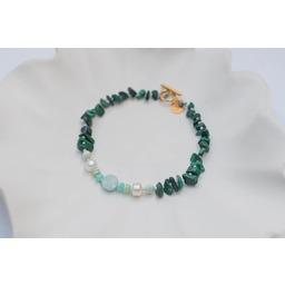 Pakamera Bransoletka z Malachitu Amazonitu i Pereł