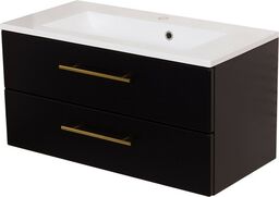 Szafka wisząca z umywalką czarny mat 80 cm