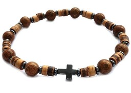 Różaniec męski - drewno wenge, kokos, hematyt 8459
