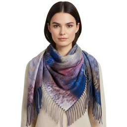 Ciepła chusta szal szalik w panterkę z frędzlami