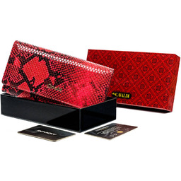 Duży, Rozbudowany Portfel Damski Zdobiony Wzorem Wężowej Skóry