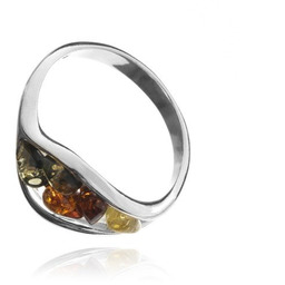 ankabizuteria.pl Pierścionek srebrny z kolorowym bursztynem