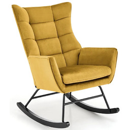 Elior Musztardowy welwetowy fotel bujany N3-R07