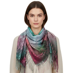 Ciepła chusta szal szalik w panterkę z frędzlami