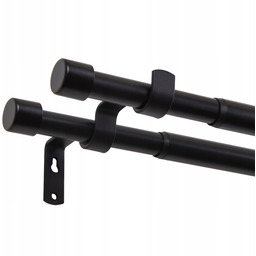 Regulowany Podwójny Karnisz Teleskopowy 120-210 CM Walec Czarny