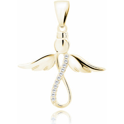 Pozłacany srebrny wisiorek aniołek nieskończoność angel infinity cyrkonia