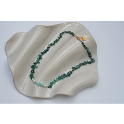Pakamera Surowy Naszyjnik z Malachitu Amazonitu i Pereł