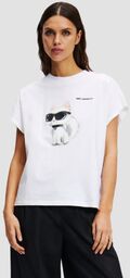 KARL LAGERFELD Biały damski t-shirt Ikon Aquarelle C