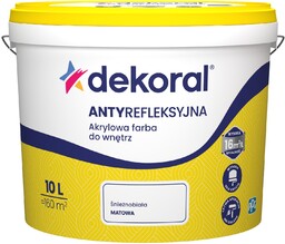 Dekoral Antyrefleksyjna Farba biała akrylowa matowa do ścian