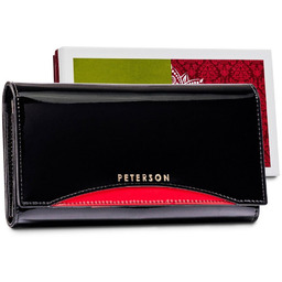 Skórzany damski portfel Peterson duży na zatrzask pojemna