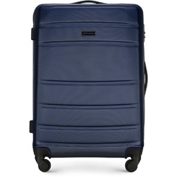 Średnia walizka z ABS - u żłobiona granatowa