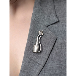 Broszka z kotem - Kot duży oksydowany