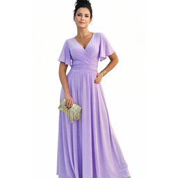 Pakamera Sukienka wieczorowa maxi lawendowa drapowana 36-56