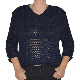 Sweter damski oversize grubo pleciony granatowy