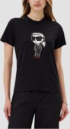 KARL LAGERFELD Czarny damski t-shirt Ikon Sketch Karl