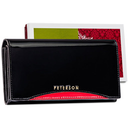 Czarny portfel damski skórzany z akcentem Peterson