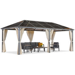 Altana ogrodowa Milos 3x6m z kremowymi zasłonami Garden