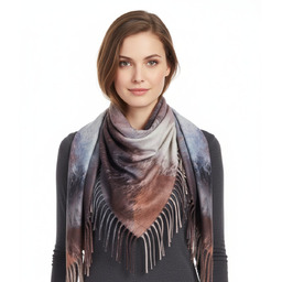 Ciepła chusta szal szalik w panterkę z frędzlami