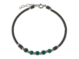 Delikatna oksydowana srebrna bransoletka kulki kuleczki balls turkusowe