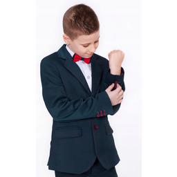 Marynarka Chłopięca czarna z przeszyciami czerwonymi Na Podszewce