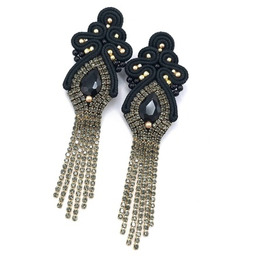 Pakamera Kolczyki sutasz czarne złote z cyrkoniami Lilla