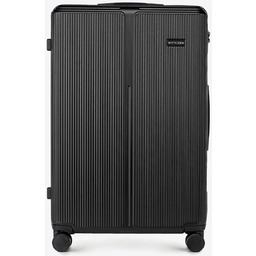 Duża walizka z ABS-u w drobne paski czarna