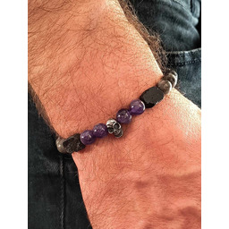 Pakamera Bransoleta Męska Czaszka Ametyst