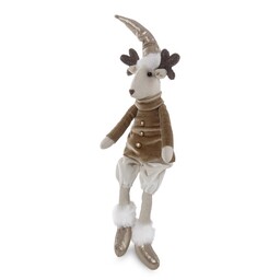 Eurofirany Figurka świąteczna Renifer 26 cm złota kremowa