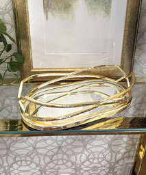 TACA złota, lustrzane dno, ozdobna rama, styl glamour