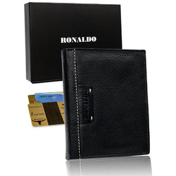 Duży Skórzany Czarny Portfel Męski  Ronaldo