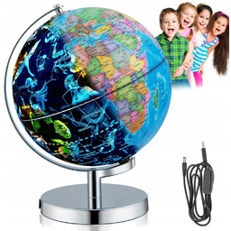 Duży Globus Lampka Nocna Led Średnica 9,5 Cala