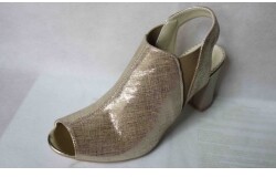 Sandały SKÓRZANE FASHION beż-złoto obcas 8 n 37
