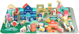 Ecotoys, drewniane klocki edukacyjne Miasto z matą, 121