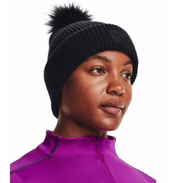 Under Armour, Czapka Halftime Ribbed Pom damska, Czarna,