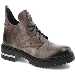 Armodo Szare Botki Modne Obuwie Damskie Z Broszką