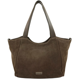 Torebka damska zamszowa typu worek - Beżowa ciemna