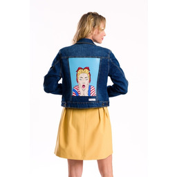 Pakamera Kurtka jeansowa z ręcznie malowanym motywem Pop-Art
