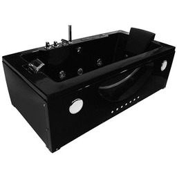 Czarna wanna z hydromasażem przyścienna Turbo+ 180x91 cm