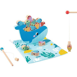 TOOKY TOY Drewniana Gra Wieloryb i Rybki Wielofunkcyjna
