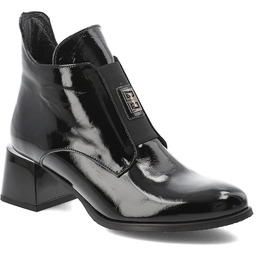 Armodo Czarne Botki Stylowe Lakierowane Obuwie Damskie