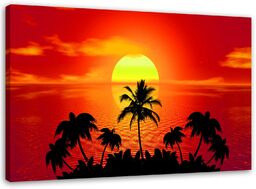 Obraz na płótnie, Zachód słońca z palmami 60x40