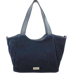 Torebka damska zamszowa typu worek - Granatowa